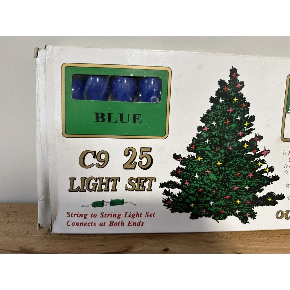 VTG NOS Enchanted Forest Christmas C9 1/4 String Outdoor Lights 25 Blue